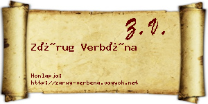 Zárug Verbéna névjegykártya
